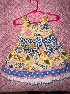 Matilda Jane Yellow Floral Dress with Blue Bow